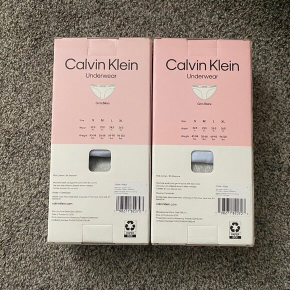 NEW Girls' Calvin Klein Cotton Stretch Tag-Free Bikini Underwear, 14 Pair, Large - Picture 2 of 2